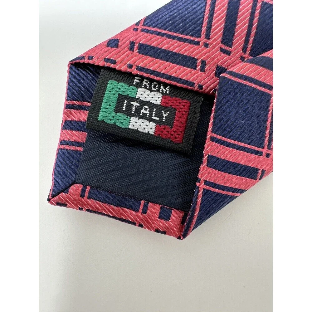 Gianfranco Italy Pink , Blue ‎ Geometric Print Men's Tie 3 1/4